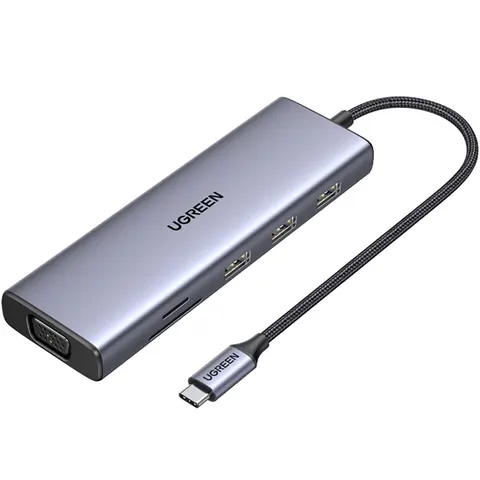 Док-станція USB3.1 Type-C --> HDMI 4K30Hz/VGA/USB 3.0х3/RJ45/SD/TF/PD/3,5мм TRRS 100W 10-in-1 CM498