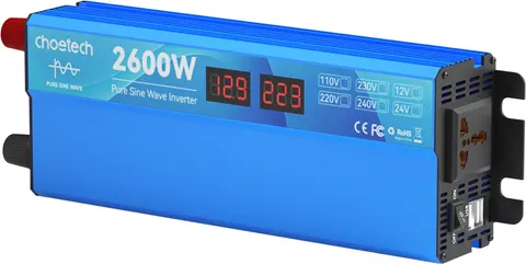 Інвертор автомобільний Choetech 12\220V 2600W (1300Вт), чиста синусоїда