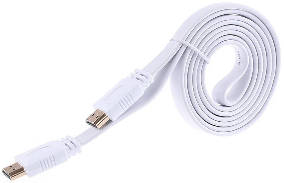 Кабель HDMI M - M, 1.5 м, V1.4, 4K 60Hz, плаский, білий