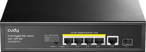 Комутатор Cudy GS1005PTS1, 5 порт  Gigabit PoE+ Switch with 1 SFP Port 120W