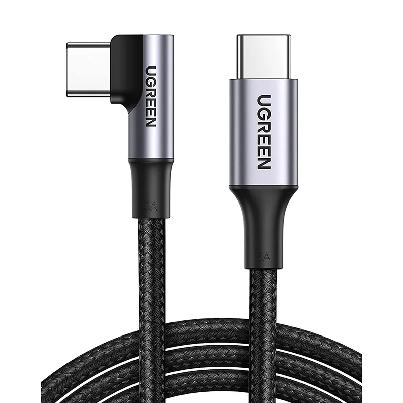 Кабель USB 2.0 Type-C M-M, 2 м, 90°, 100W Чорний, Aluminium Braid US334 UGREEN