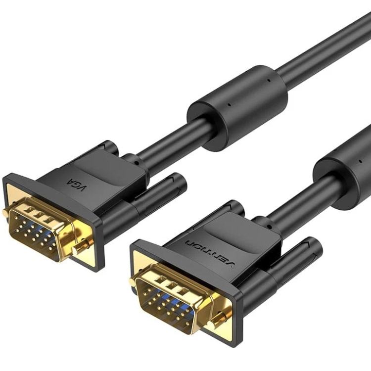 Кабель VGA 15M-15M, 1.0 м, з ферритами, чорний Vention