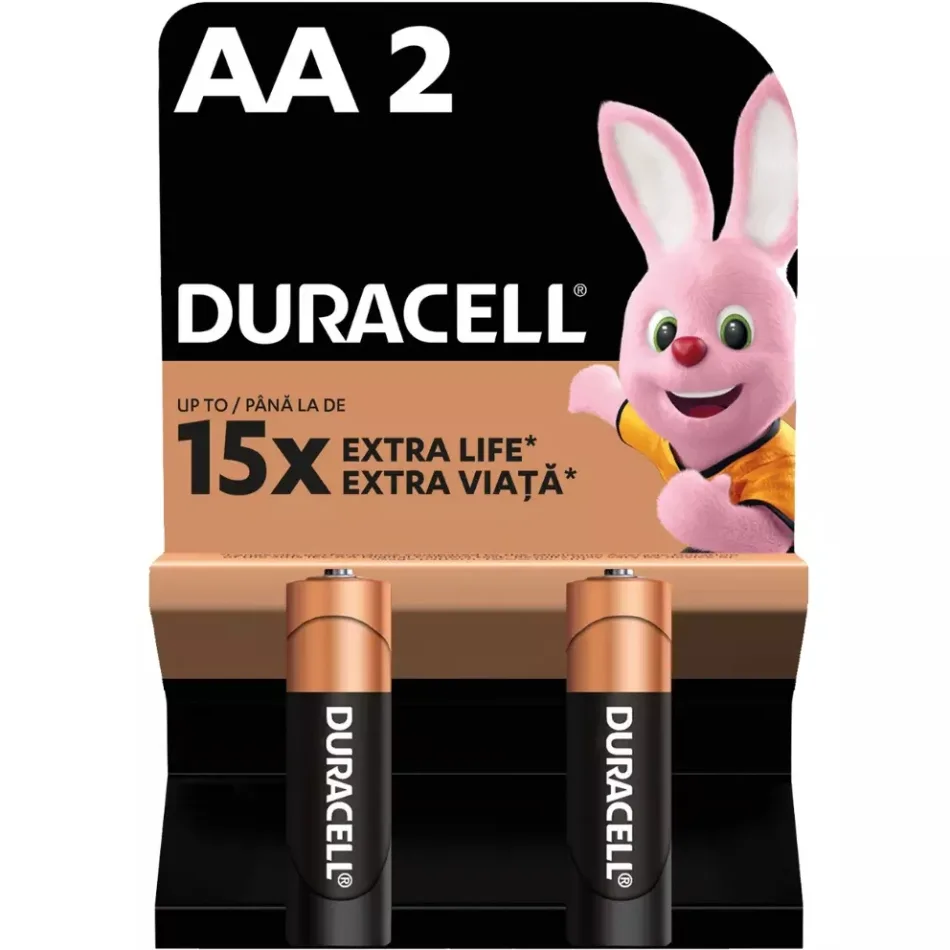 Батарейка AA/LR06, Лужна, Duracell MN1500, BL (2шт.)