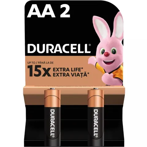 Батарейка AA/LR06, Лужна, Duracell MN1500, BL (2шт.)