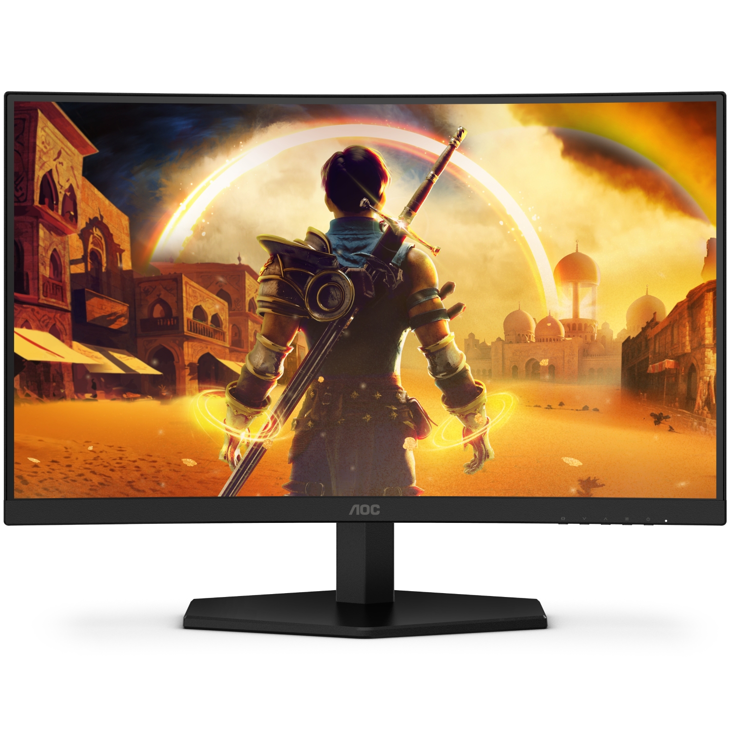TFT 23.6" AOC C24G42E, VA, 180Гц, вигнутий, 2хHDMI, DP, колонки, чорно-червоний