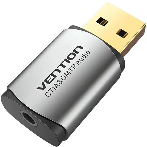 Звукова карта USB AUX jack, TRRS Metal (OMTP-CTIA) Vention сіра