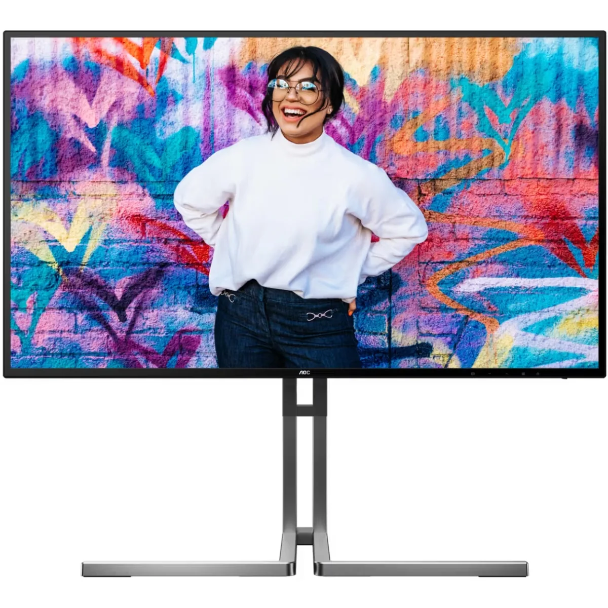TFT 27" AOC U27U3CV, Nano IPS, 4K UHD, 2хHDMI, DP, USB-C, USB-hub, HAS, Pivot, кол., чорно-срібл