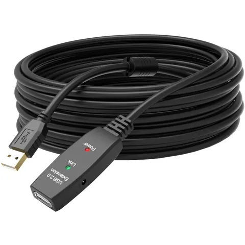 Кабель продовжувач USB 2.0 AM-AF, 20.0 м, активний, з додатковим живленням
