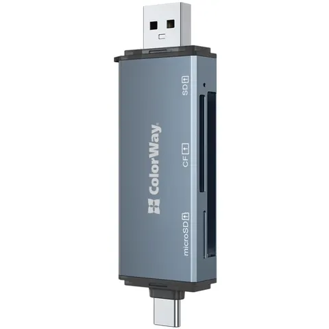 Card Reader ColorWay USB 2.0/USB-C to CF/SD/MicroSD