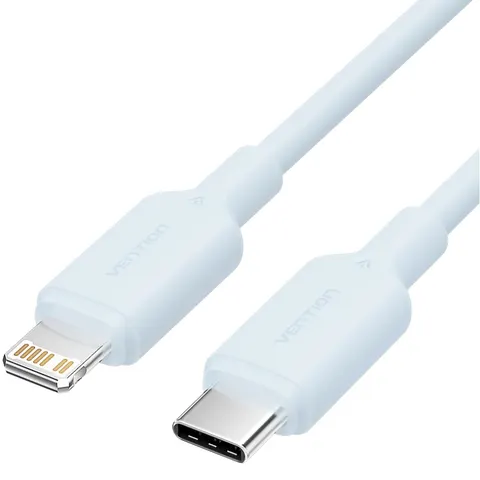Кабель USB 2.0 Type-C M-Lightning M, 1.0м, PD 27W, PVC, голубий Vention