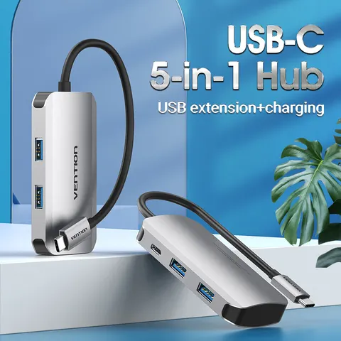 Хаб USB 3.1 Type-C -> 4хUSB 3.0/ Type-C PD 100W 5-in-1 Vention