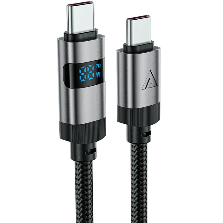 Кабель USB 2.0 Type-C M-M, 1.2 м 60W digital display Black, C15-03 Acefast