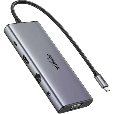 Док-станція USB3.2 Type-C --> HDMI 4K60Hz/1xUSB-A3.2/1xUSB-A3.1/2xUSB-C3.2/VGA/RJ45/SD/TF+3.5mmCM639