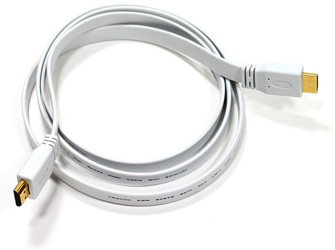 Кабель HDMI M - M, 1.5 м, V1.4, 4K 60Hz, плаский, білий