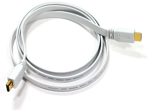 Кабель HDMI M - M, 1.5 м, V1.4, 4K 60Hz, плаский, білий