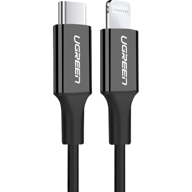 Кабель USB 2.0 Type-C M-Lightning M, 2 м, 3A, Nickel Plating ABS Shell Чорний, US171 UGREEN