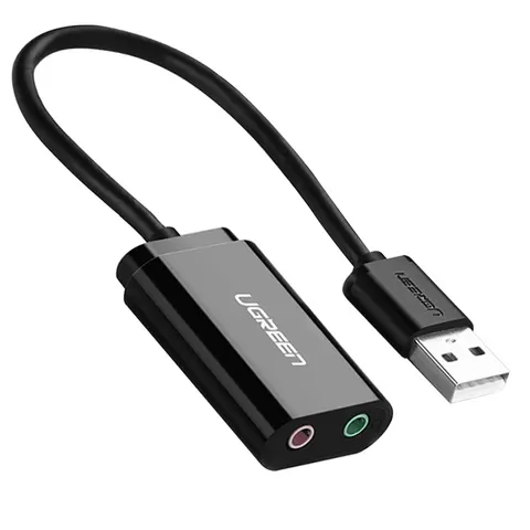 Звукова карта USB AUX jack, 2*TRS (Mic + Ear) ALC4042 Ugreen Чорна US205