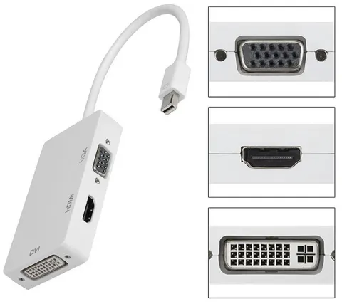 Перехідник mini DisplayPort M --> HDMI/VGA/DVI (24+5), FHD 1080p