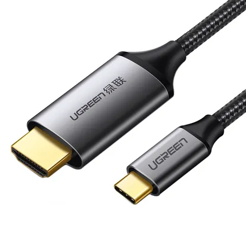 Кабель USB 3.1 Type-C M - HDMI M, 1.5m 4K 60Hz Male Cable Aluminum Shell UGREEN MM142 (Gray Black)