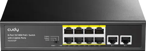 Комутатор Cudy FS1010P, 8 портовий 10/100M PoE+ Switch with 2 Uplink Ports 120W