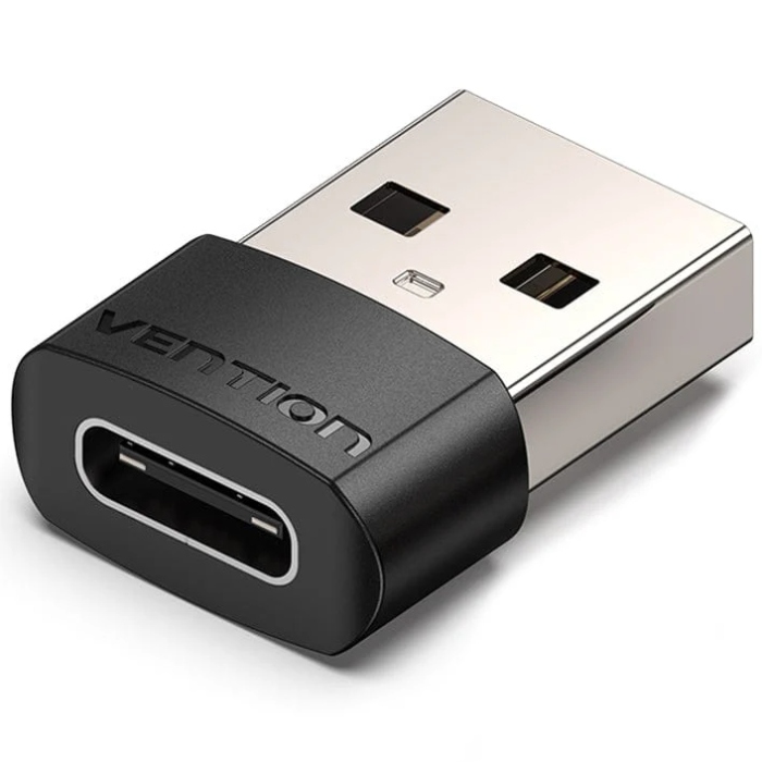 Перехідник USB 2.0 AМ --> USB Type-C (F) PVC Vention чорний