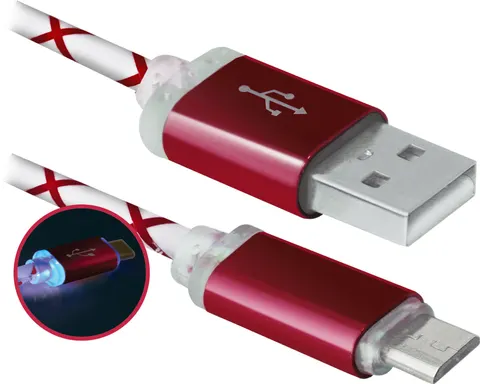 Кабель USB 2.0 AM-micro BM, 1.0 м, червоний, 08-03LT Defender