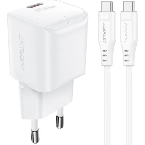 Зарядний пристрій 1xUSB-C 30W Gan A77 mini + USB-C cable Fast Charger White Acefast