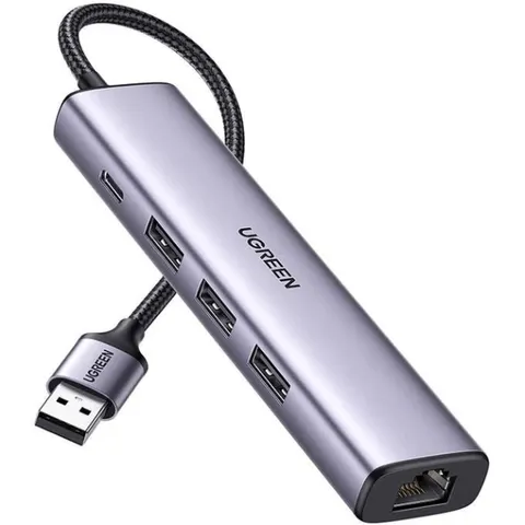 Док-станція USB3.0 --> RJ45 (1000M) Ethernet/USB-Ax3,3.0/ Type-C 10W 5 in 1 Hub CM475 Ugreen