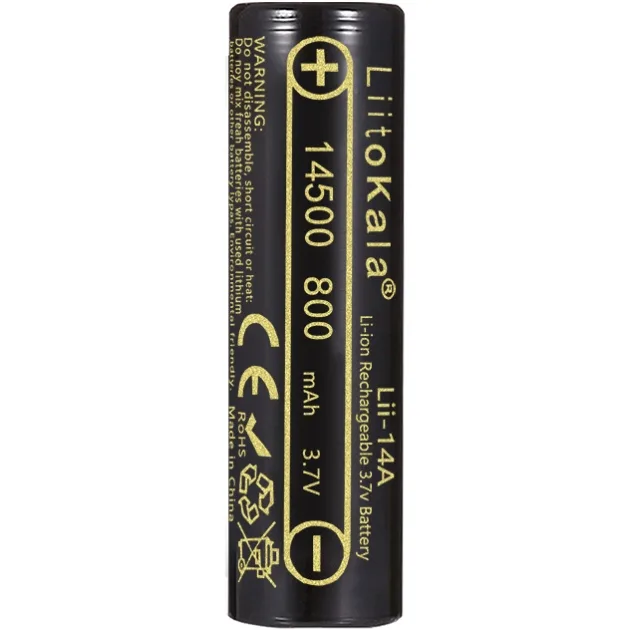 Акумулятор 14500 LiitoKala, Lii-14A, 800mAh, 3.7V li-ion battery, 1 pcs