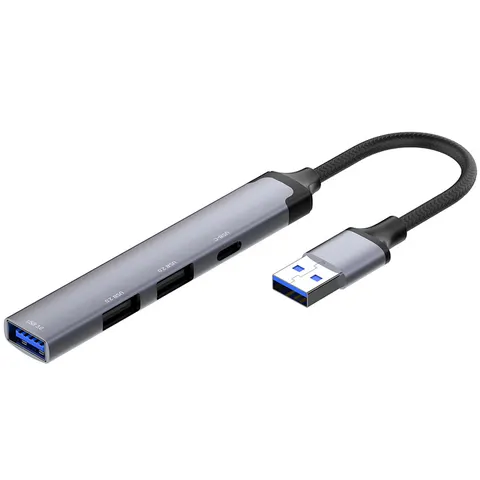 Хаб USB 3.0 -> 2xUSB 2.0+1xUSB 3.0+1xUSB-C Grey ColorWay