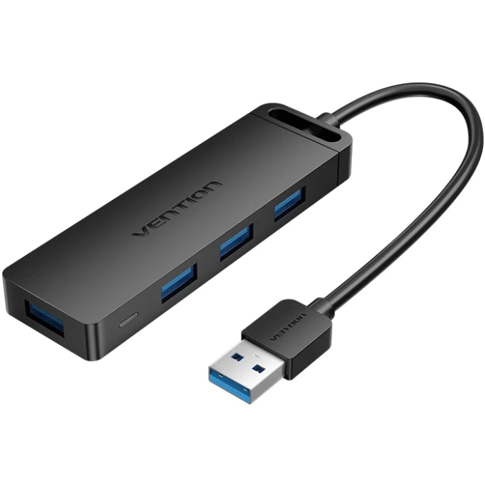 Хаб USB 3.0 -> 4xUSB-A 3.0, 5Gbps, Black Vention