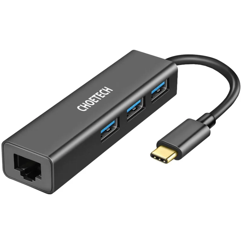 Док-станція USB3.1 Type-C --> USBx3, 3.0/RJ45(1000M) Ethernet 4 in 1 Hub Choetech