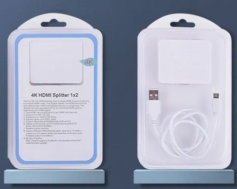 Відеорозгалужувач 2xHDMI, Splitter HDMI на 2 монітори, активний, v1.4a, 3D, 4K, білий