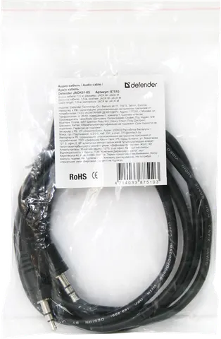 Кабель AUX Audio TRS M/M 1.5м JACK01-05 чорний Defender
