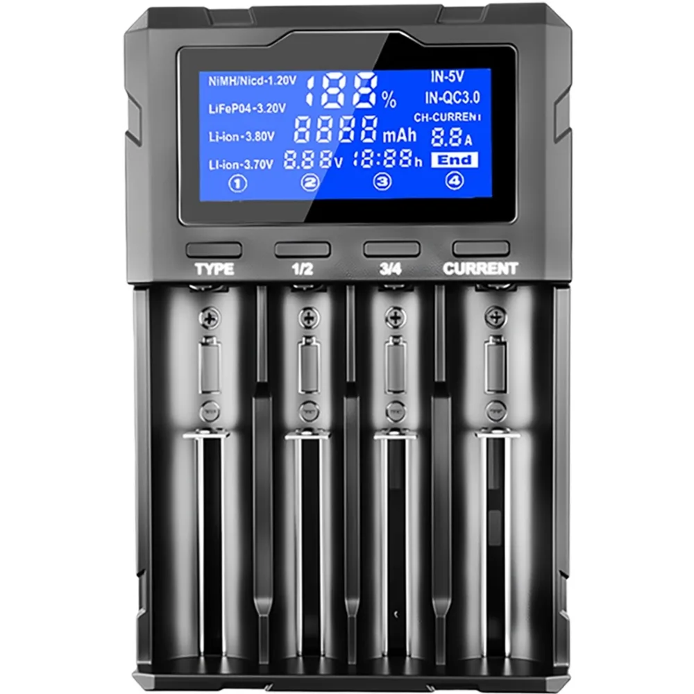 Зарядний пристрій LiitoKala Lii-KU4, LCD, для 18650, 26650, 21700 Li-Ion, LiFePO4, АА, ААА NiCd/NiMH