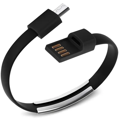 Кабель-браслет micro USB 2.0, чорний RTL