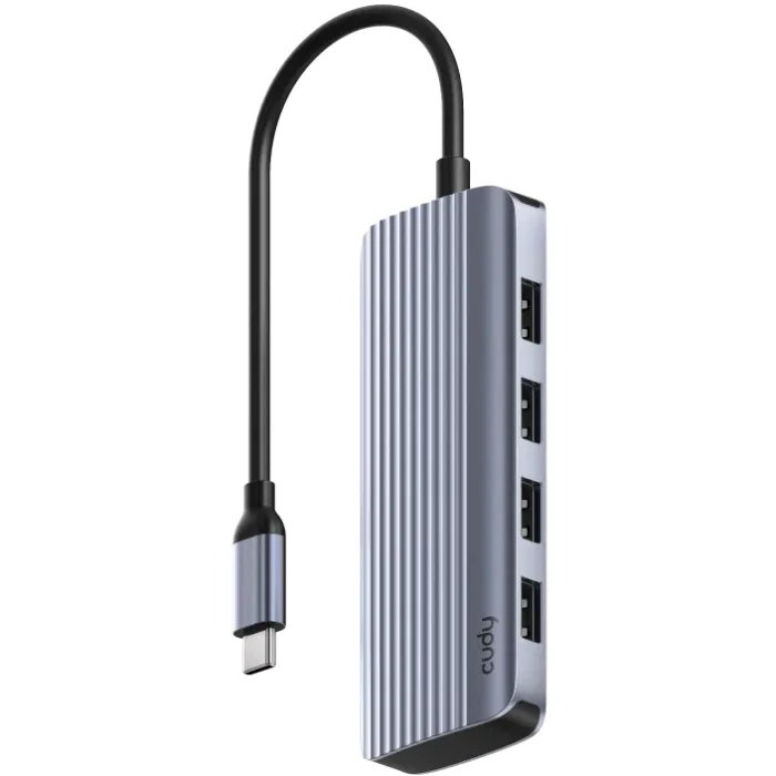 Хаб USB 3.0 Type-C -> 4xUSB-A, 1хUSB-C, 1xHDMI 4K@60 Hz, алюмінієвий корпус, Cudy