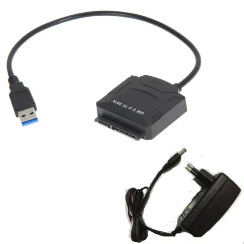 Перехідник USB 3.0 Type-A --> SATA III (F) 2.5"/3.5" 7+15pin з БЖ, чорний
