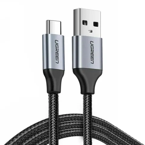 Кабель USB 2.0 AM-Type-C M, 1 м, 3.0A, 60W Nickel Plating Aluminum Braid Чорний, US288 UGREEN