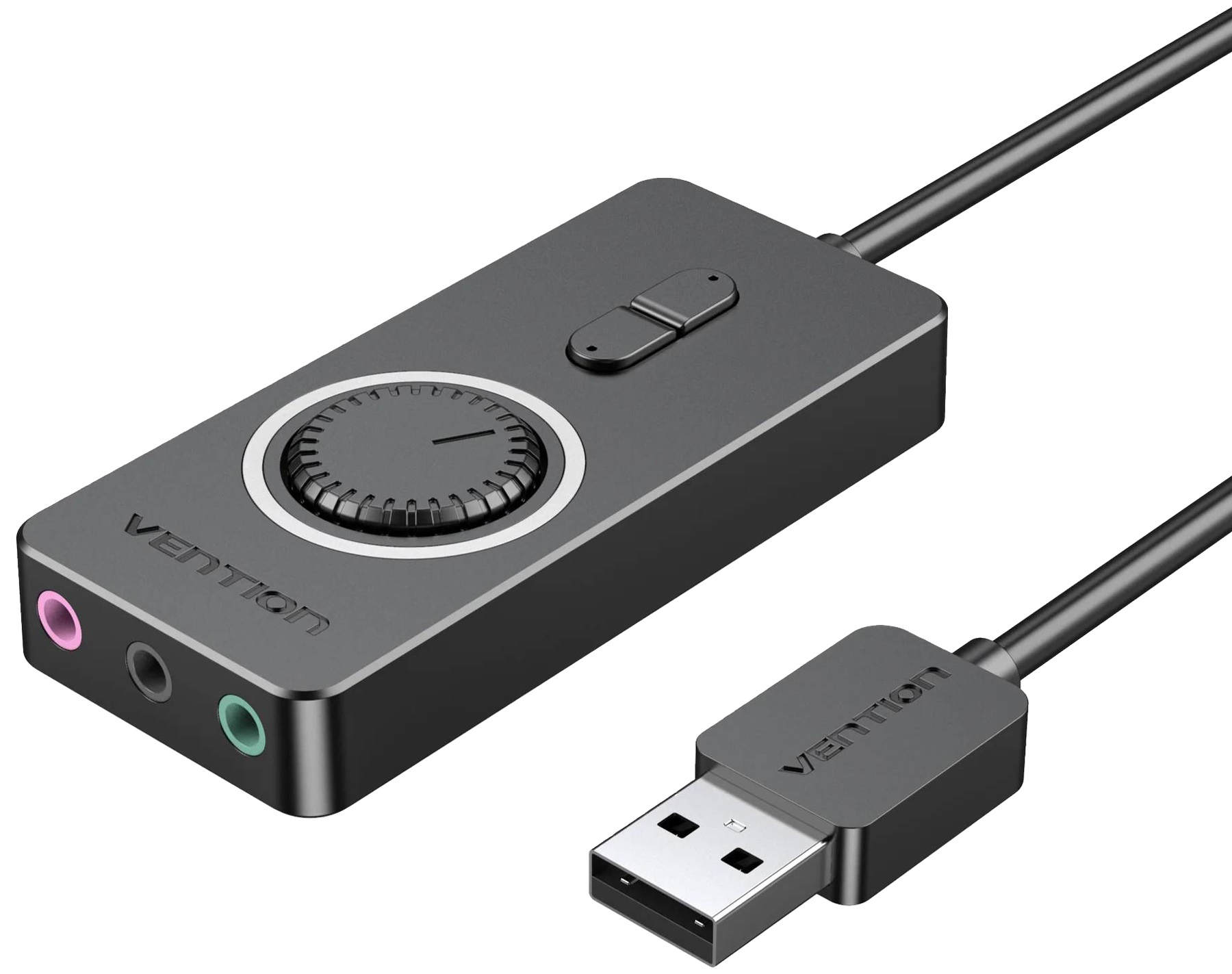 Звукова карта USB AUX jack, 3*TRS (Mic + Ear) 0.15m Volume Control чорна