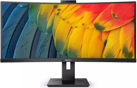 TFT 34" Philips 34B1U5600CH, WQHD, VA, 100Гц, вигнутий, HDMI, DP, USB-C, RJ-45, USB-hub, webcam, HAS