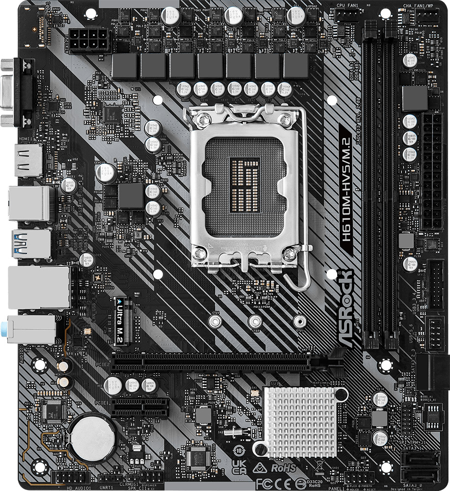 ASRock H610M-HVS/M.2 R2.0 (1700/H610, 2*DDR4, 1xPCIex16, HDMI/VGA, 4xSATA, M.2, GLan, 7.1ch, mATX