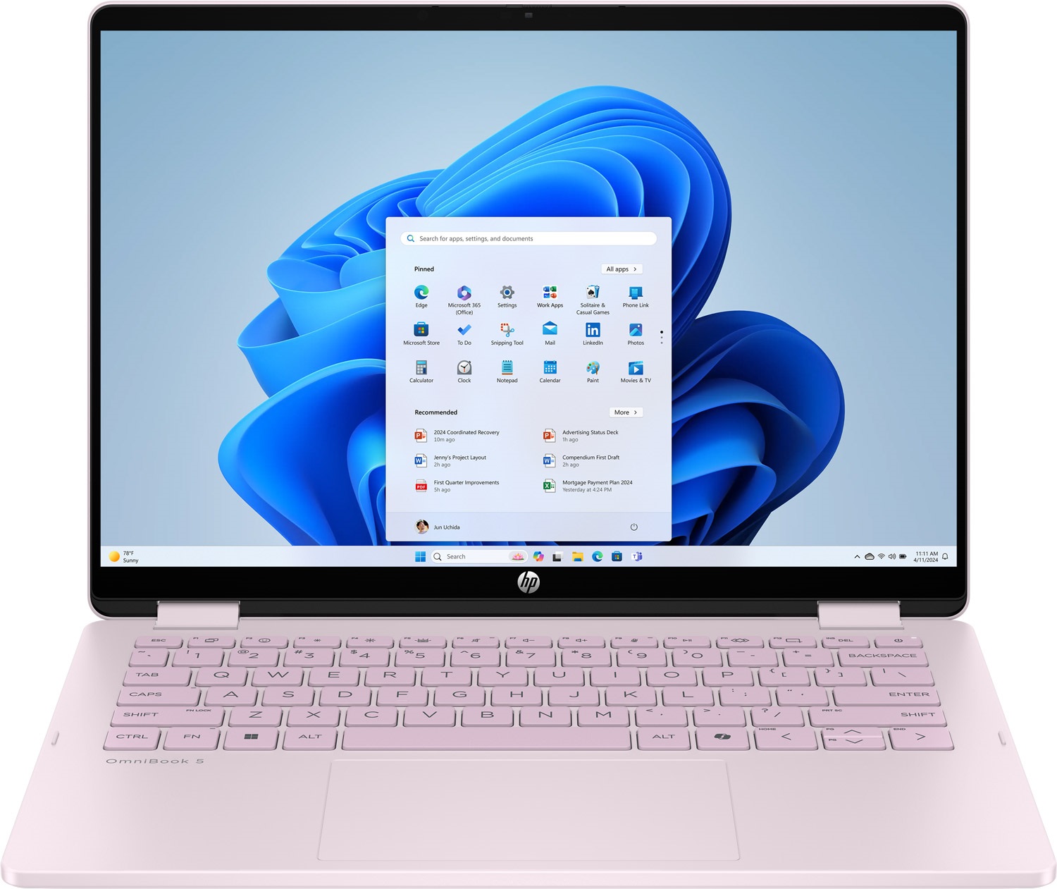 HP OmniBook 5 Flip x360 14-fp0031ua 14"2K IPS Ts,300n/Core3-100U/8Gb/SSD512G/IntGr/Win11H/Рожевий
