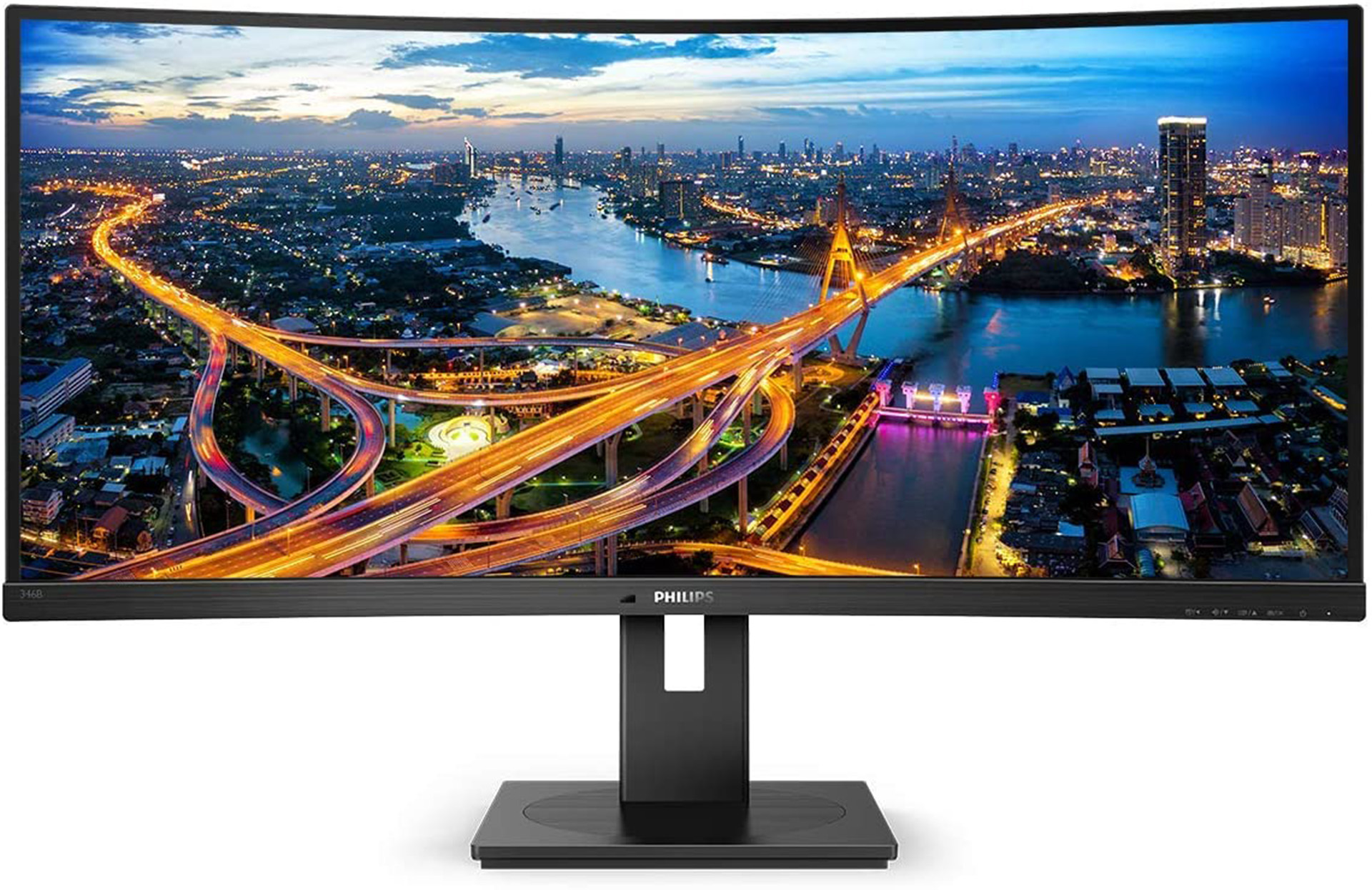 TFT 34" Philips 346B1C, VA, 3440 x 1440, HDMI, DP, USB-C, RJ45, колонки, чорний