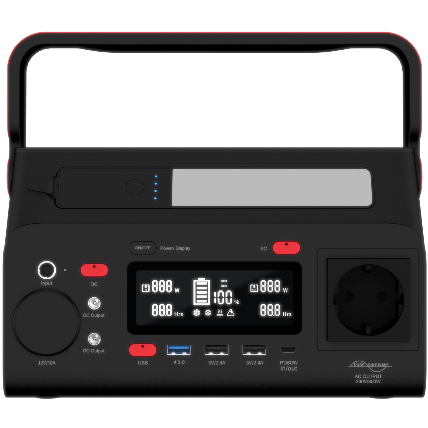 Зарядна станція Energizer 300Вт (293Вт/г) DC, Li-ion, MPPT, QI-10W, USB-C PD 60Вт, ліхтар