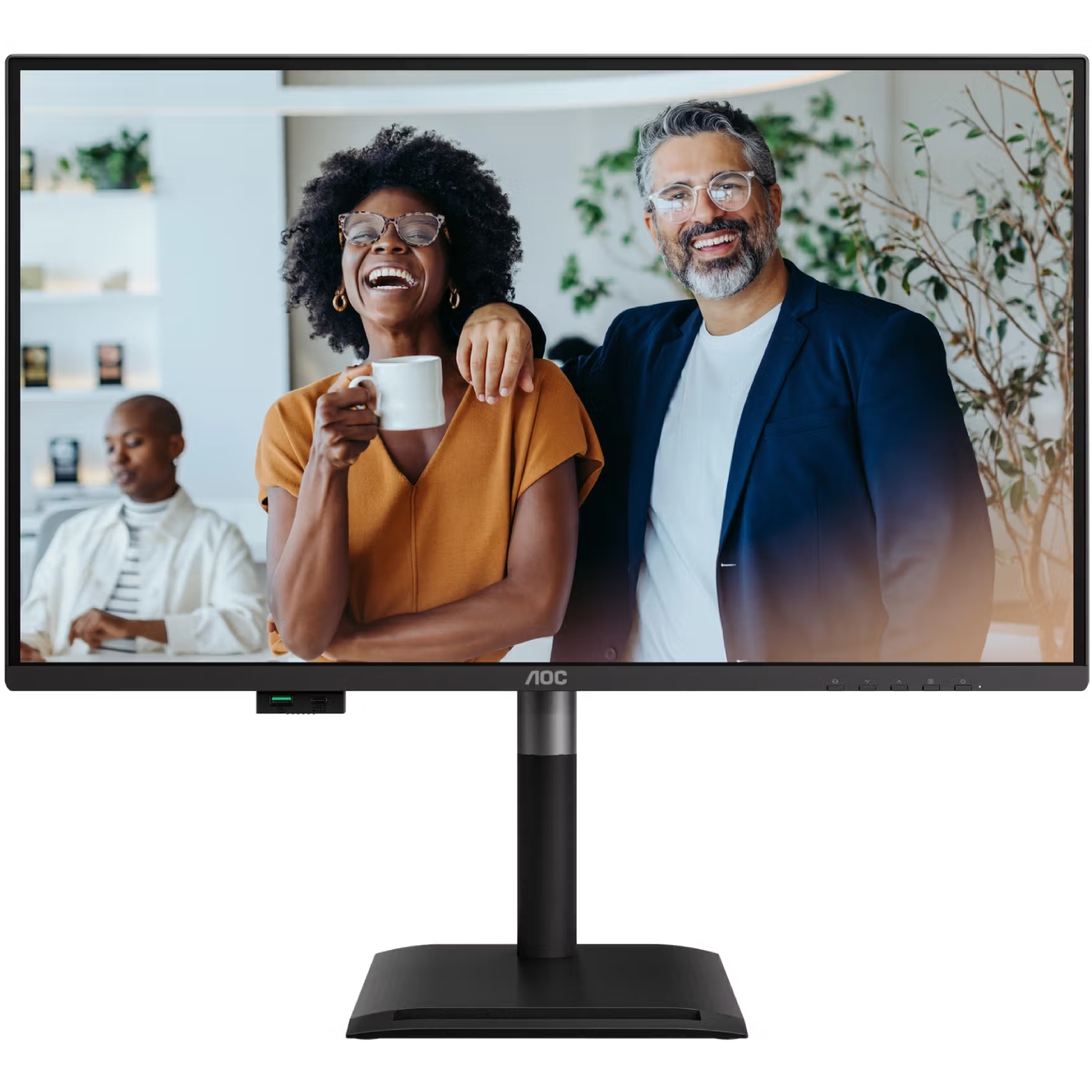 TFT 27" AOC Q27P4CV, QHD, IPS, 120Hz, HDMI, DP, USB-C, RJ-45, USB-hub, HAS, Pivot, колонки, чорний