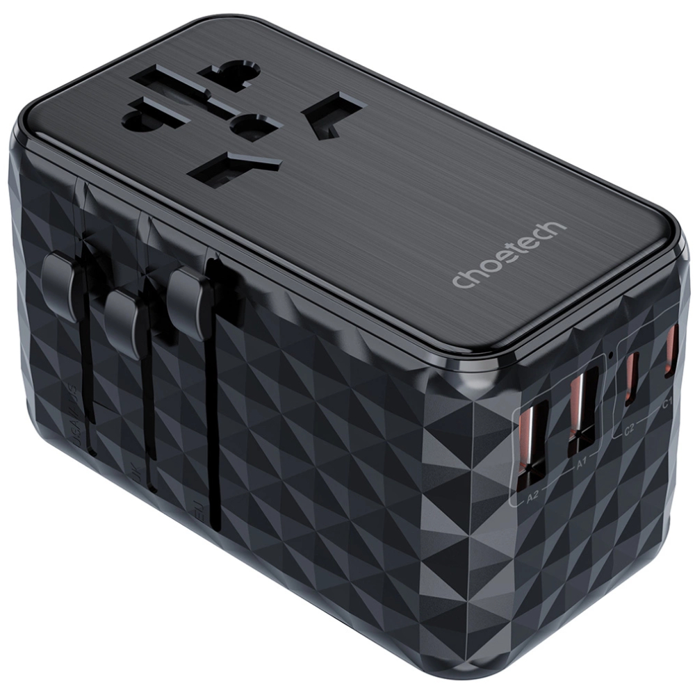 Зарядний пристрій 4xUSB 100W PD (2хUSB-C+2хUSB-A) TRAVEL Universal сharger diamond чорний Choe