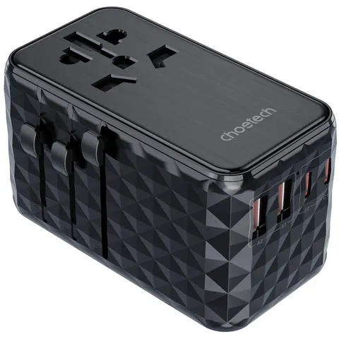Зарядний пристрій 4xUSB 100W PD (2хUSB-C+2хUSB-A) TRAVEL Universal сharger diamond чорний Choe