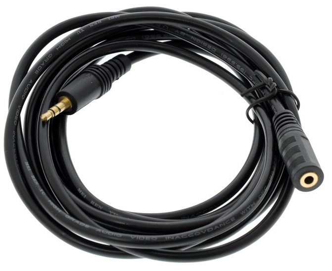 Кабель AUX Audio TRS M/F 5.м чорний OEM