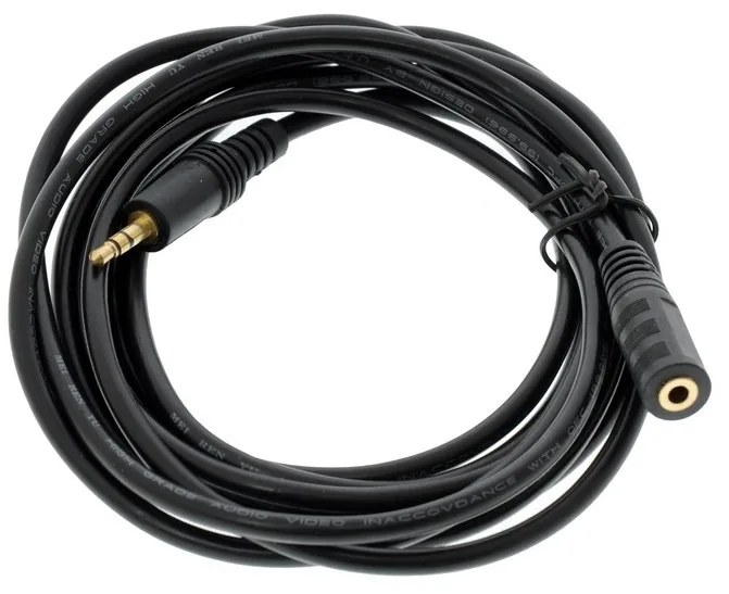 Кабель AUX Audio TRS M/F 5.м чорний OEM